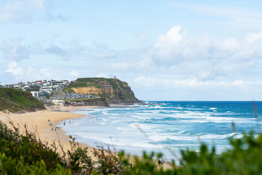 Merewether beach Newcastle with white wash and big sky