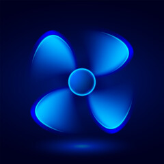 Air ventilator icon. Blue 3D propeller on a black background. © Yuri Hoyda