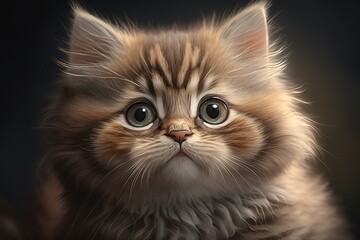 Fototapeta na wymiar beautiful little fluffy kitten with big eyes, generative AI