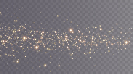 Christmas background. Powder dust light PNG. Magic shining gold and white dust. Fine, shiny dust bokeh particles fall off slightly. Fantastic shimmer effect. Vector illustrator.	
