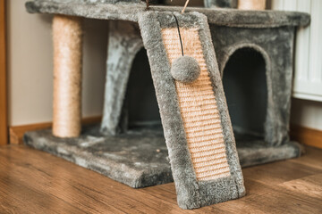 scratching post close up. modern furniture for animals to sharpen their claws