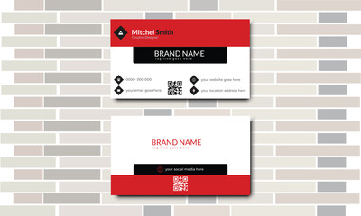 Corporate business card design, Simple and clean name card vector template.
