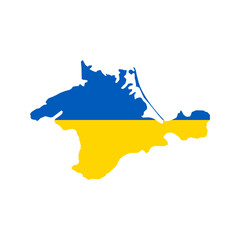 Obraz premium Silhouette of the Crimean peninsula in the colors of the Ukrainian flag. Vector Illustration.