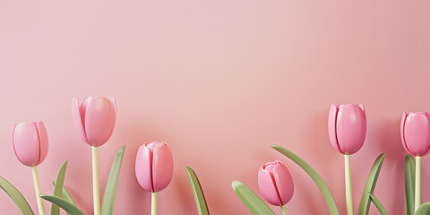 3d Rendering. Women's day design. Womens day greeting text with flowers background for woman international celebration.