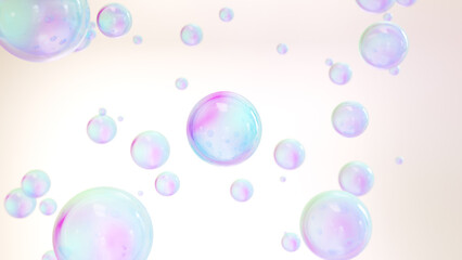 Abstract liquid circles on a bright pastel-colored background with space. A sphere with a rainbow of colors in 3D. Template for a modern, minimalistic gradient. a 3D rendering