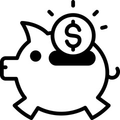 Piggy bank icon isolated useful for business, company, corporate, finance, business, money, bank, coin, exchange, currency, growth and all project design element