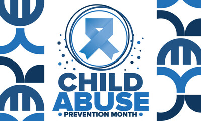 Child Abuse Prevention Month. Celebrate annual in April in United States. Stop child violence. Children protection and safety month. Unity for children. Poster, banner, background. Vector illustration