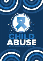 Child Abuse Prevention Month. Celebrate annual in April in United States. Stop child violence. Children protection and safety month. Unity for children. Poster, banner, background. Vector illustration
