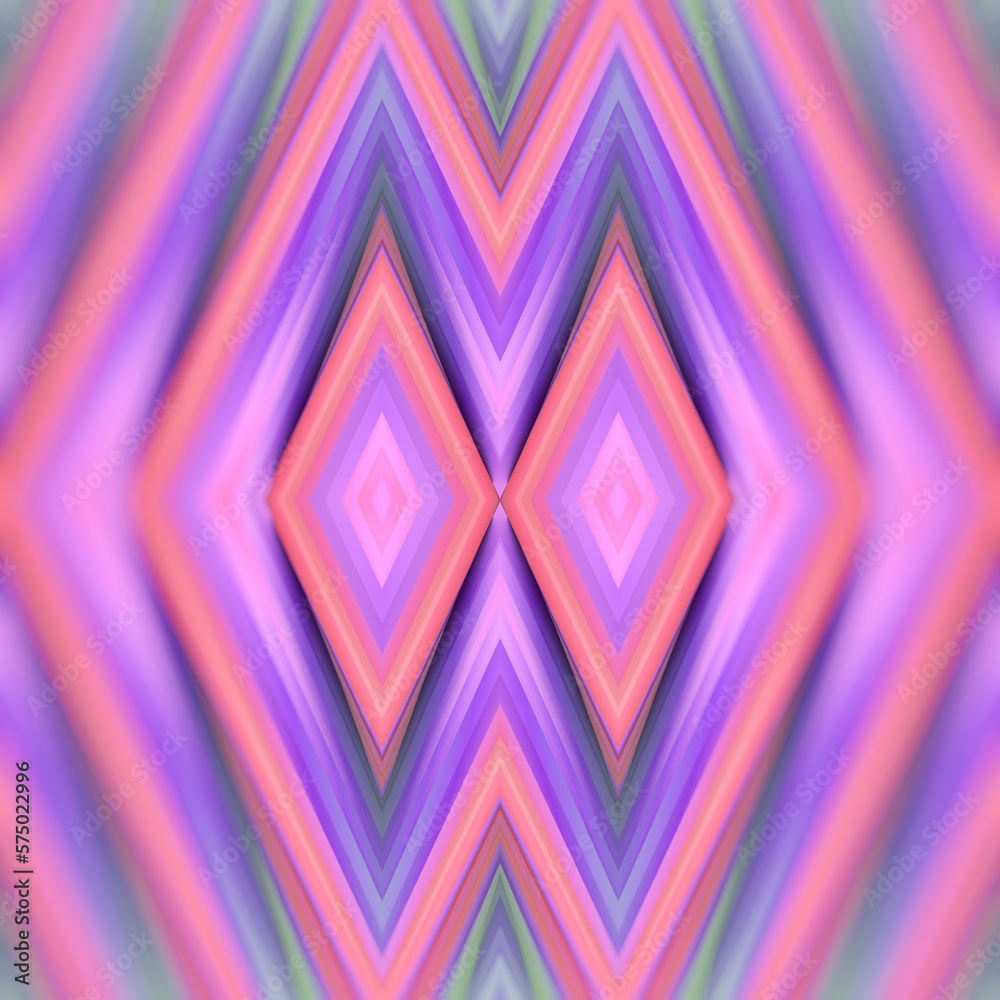 Poster symmetrical multi colored gradient waves, trendy geometric background. 3d rendering digital illustra