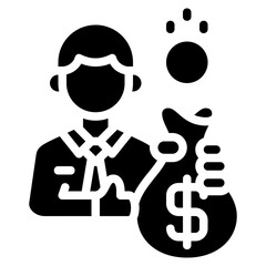Employee wage icon isolated useful for business, company, corporate, money and finance design