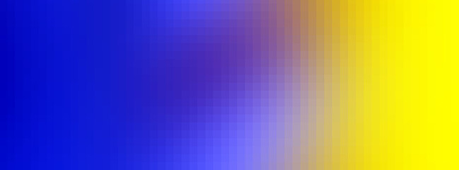 Banner. Bright gradient background - blue color turning into yellow. pixel mosaic tiles