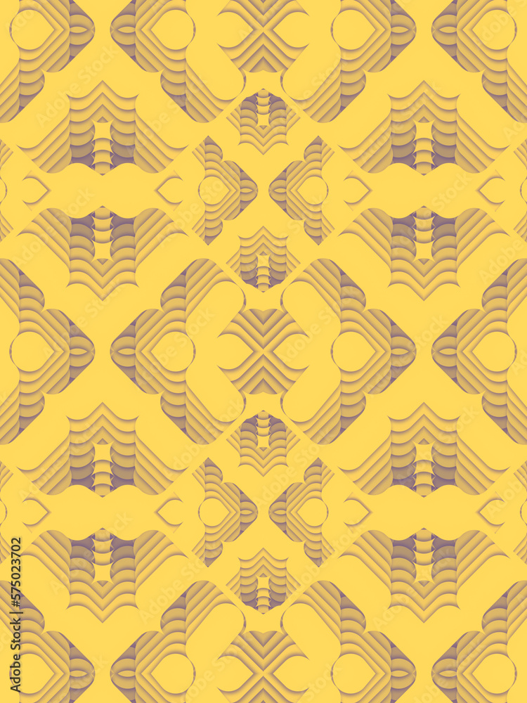 Poster abstract illustration of a colorful ornament. futuristic digital background. 3d rendering