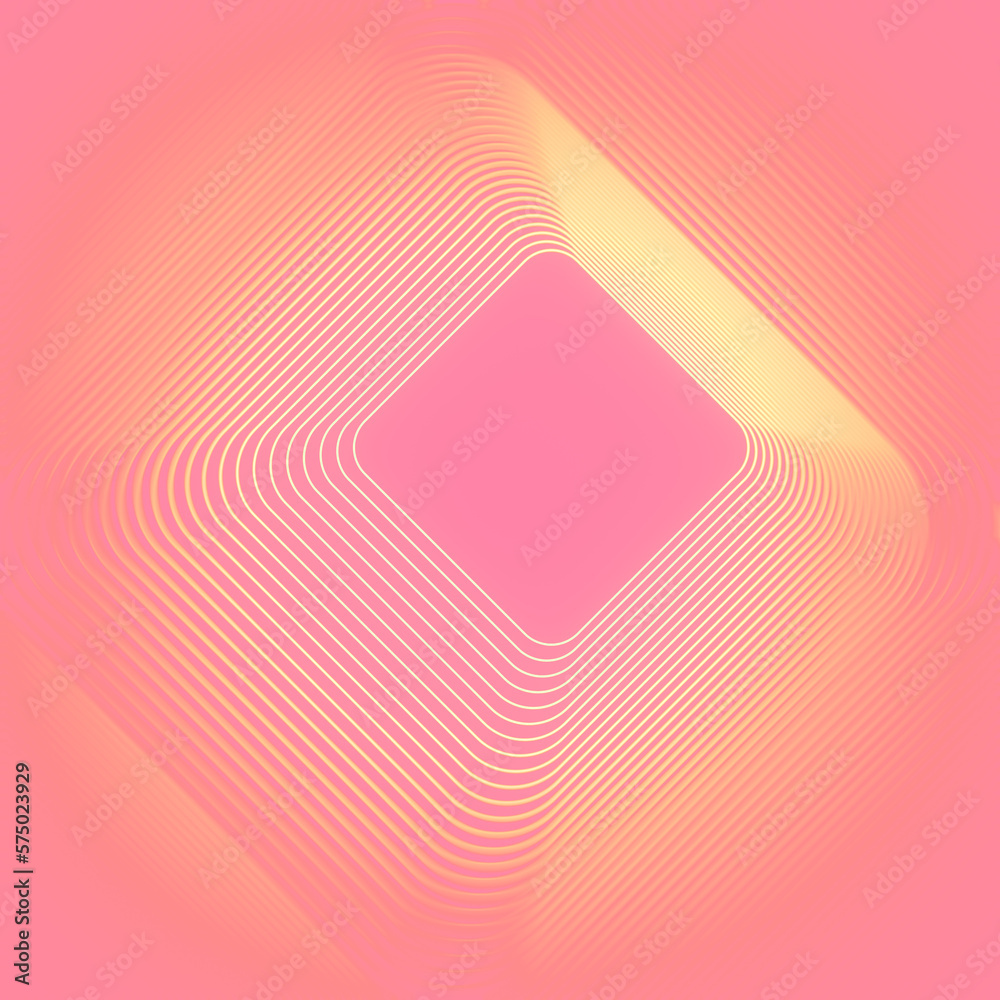 Poster colored pattern of lines, on a pink background. 3d render digital illustration