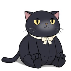 Drawing plush black cat