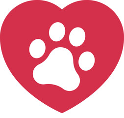 Paw Print In Love Heart