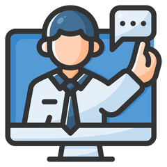 Online consulting icon isolated useful for business, company, corporate, money and finance design