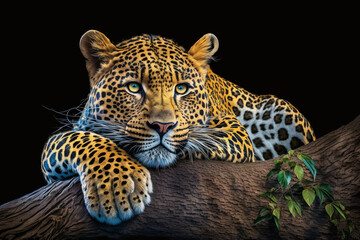 Leopard in the Wild Realistic Illustration