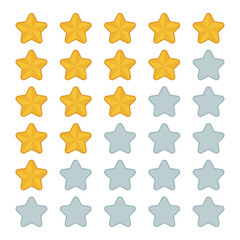 Set Of Review Stars In Flat Style