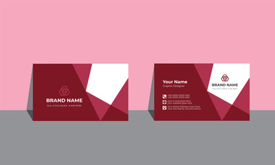 Modern Polygonal Business Card Layouts. Modern presentation card. Vector business card template. Visiting card for business and personal use. Vector illustration design. Creative  business card.