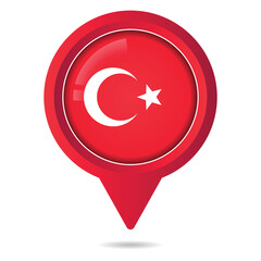Turkey Flag Location Pin Gradient