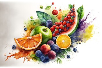 fruit watercolor collection