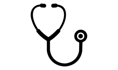 stethoscope black icon medical instrument for listening heartbeat vector eps10 graphic