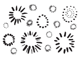 set of doodle starburst isolated on white background hand drawn from sunburst. design elements. vector illustration.