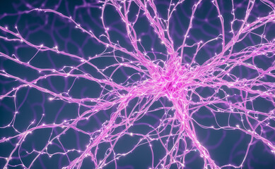 Image of the connections between neurons in the human brain. Generative AI	
