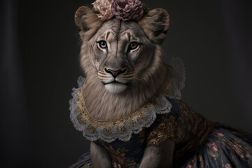 Lion wearing a dress