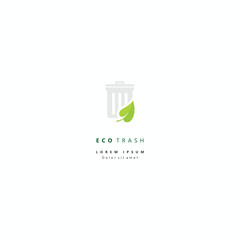 Creative Eco Trash vector illustration isolated on background. Green leaf logo Template vector Design.