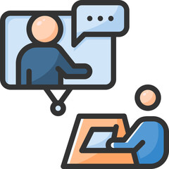 Online consulting icon isolated useful for business, company, corporate, money and finance design