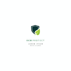 Creative Eco Protect vector illustration isolated on background. Green leaf logo Template vector Design.