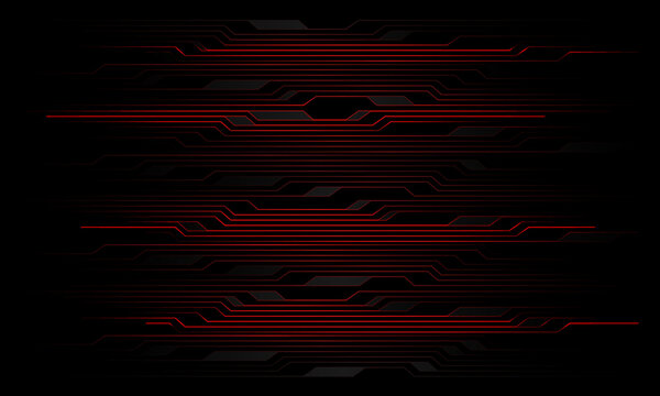 Abstract Circuit Pattern Red Light On Black Design Modern Technology Futuristic Background Vector