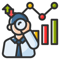 Predictive chart icon isolated useful for business, technology, analytics and finance design element