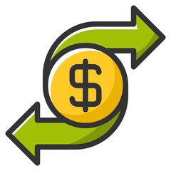 Money transfer icon isolated useful for business, ecommerce, retail, delivery, shopping and online design element