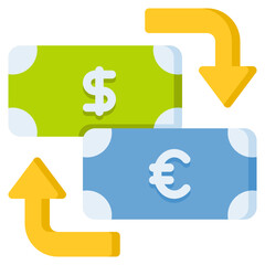 Money exchange icon isolated useful for finance, currency, money, business, bank, economy and investment design element