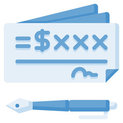 Bank check icon isolated useful for finance, currency, money, business, bank, economy and investment design element