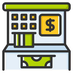 ATM icon isolated useful for finance, currency, money, business, bank, economy and investment design element