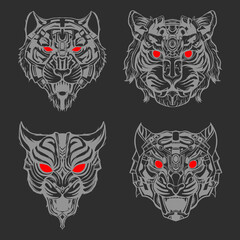 Tiger head in different shapes, vector file