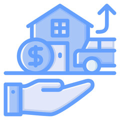 Asset icon isolated useful for finance, currency, money, business, bank, economy and investment design element