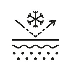 Effect of Skin Cold Glyph Pictogram. Barrier from Cooling Concept Icon. Snowflake on Skin Layer. Protection of Skin Frostbite Silhouette Icon. Isolated Vector Illustration