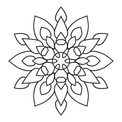 Easy Mandala Flowers Design. Elegant Simple mandala page intricate lines patterns wall art, invitations, tattoo, designs, basic mandalas Coloring page