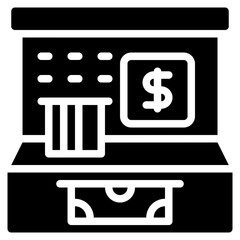 ATM icon isolated useful for finance, currency, money, business, bank, economy and investment design element