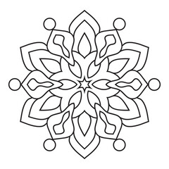 Easy Mandala Flowers Design. Elegant Simple mandala page intricate lines patterns wall art, invitations, tattoo, designs, basic mandalas Coloring page