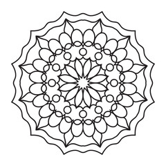 Easy Mandala Flowers Design. Elegant Simple mandala page intricate lines patterns wall art, invitations, tattoo, designs, basic mandalas Coloring page