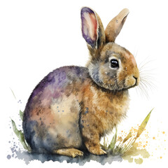rabbit on a white background watercolor style generative AI