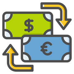 Money exchange icon isolated useful for finance, currency, money, business, bank, economy and investment design element