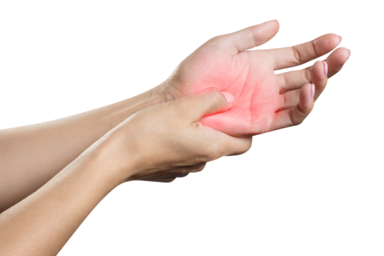 Feeling the pain or massaging the female palm, cut out