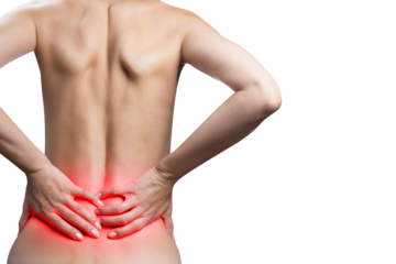Woman suffering from a lower back pain, cut out