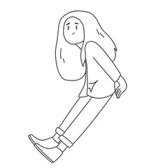 Doodle cute character, enjoy sitting in various poses. Multi-ethnic. Hand drawn sketch design, simple style.